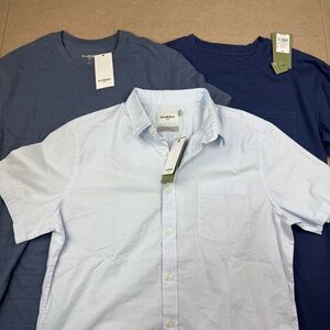 Goodfellow & Co Men’s Shirt Bundle 3-Pack Blue Crew‎ & Button-Up M & L NWT